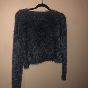 Fluffy grey crop sweater